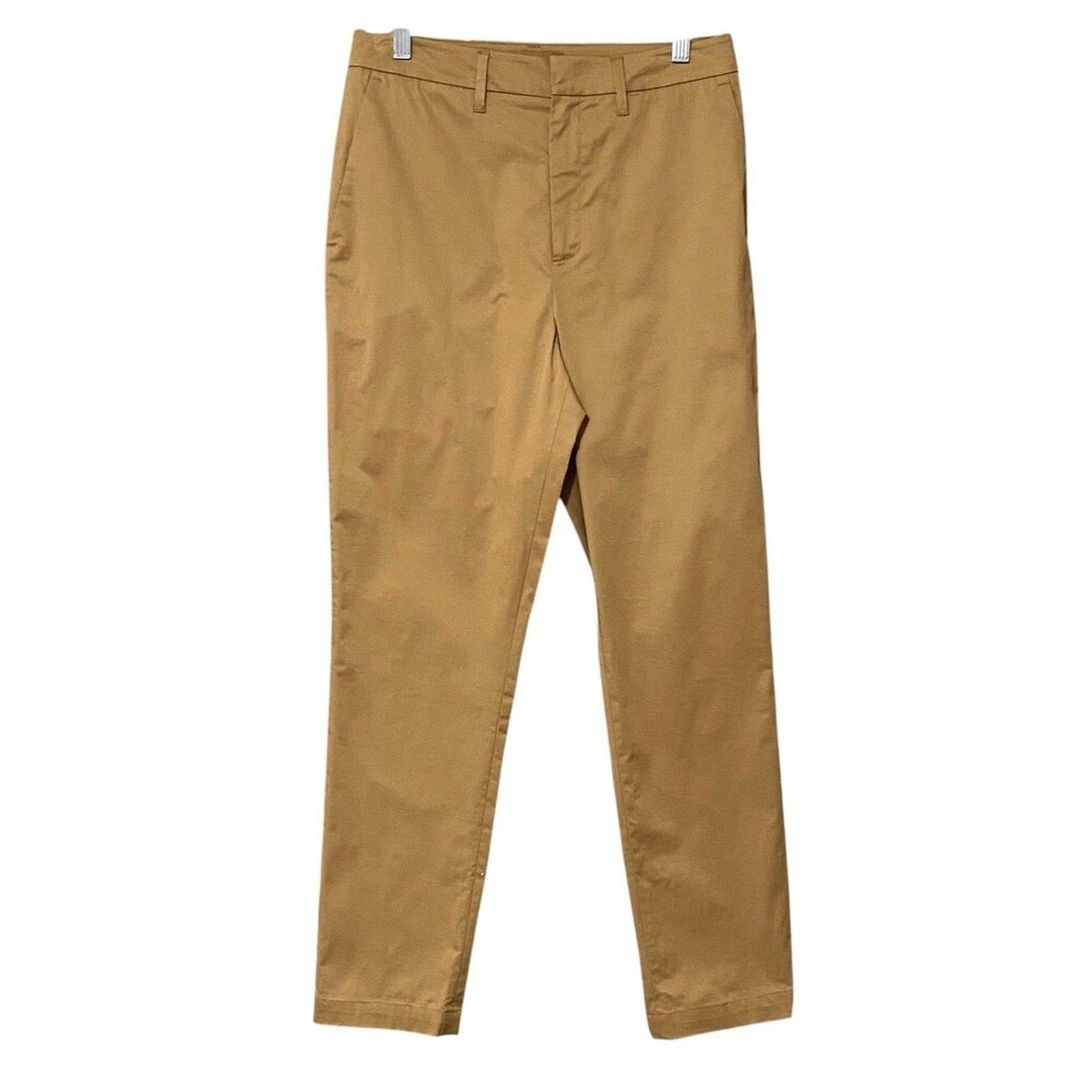 Jenni Kayne Women’s High Rise Tapered Ankle Twill Pants 4 Tan Stretch Cotton NWT
